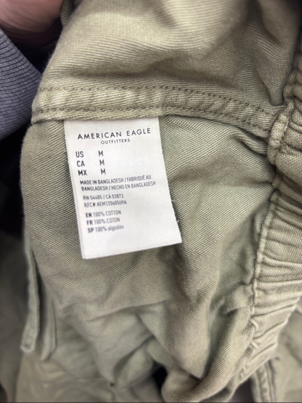American Eagle | medium Washed Olive Green Drawstring Hoodie - Picture 6 of 6